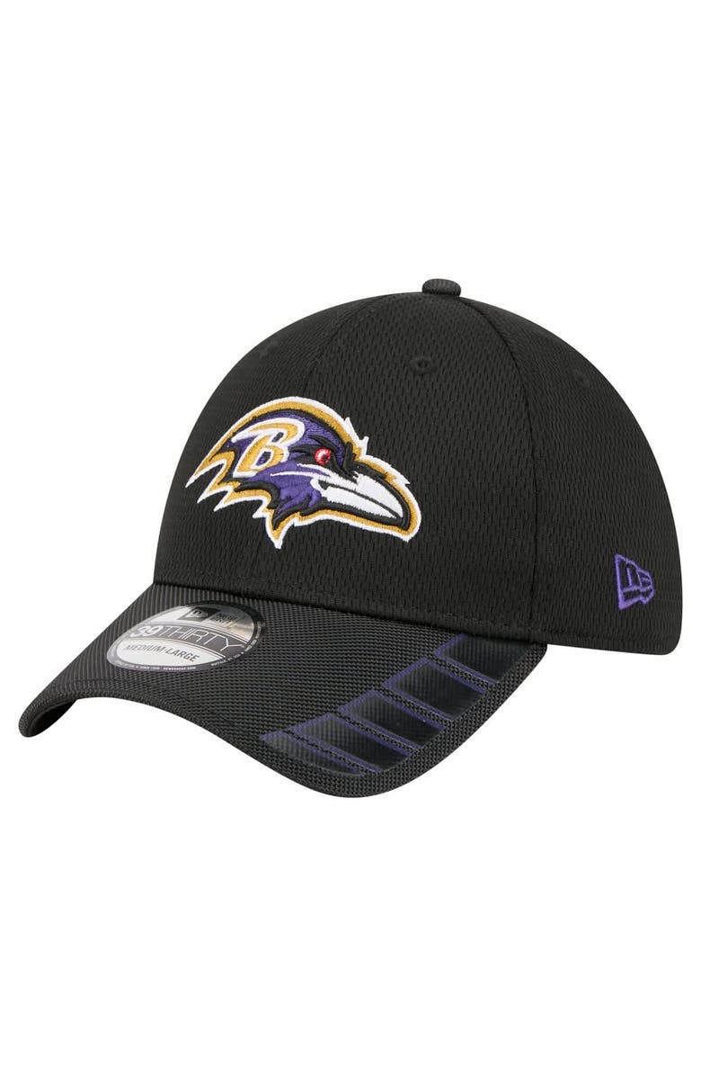 New Era Men's New Era Black Baltimore Ravens Visor Hit 39THIRTY Flex Hat, Main, color, Black