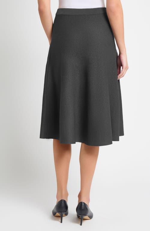 Ming Wang Flare Knit Midi Skirt In Gray