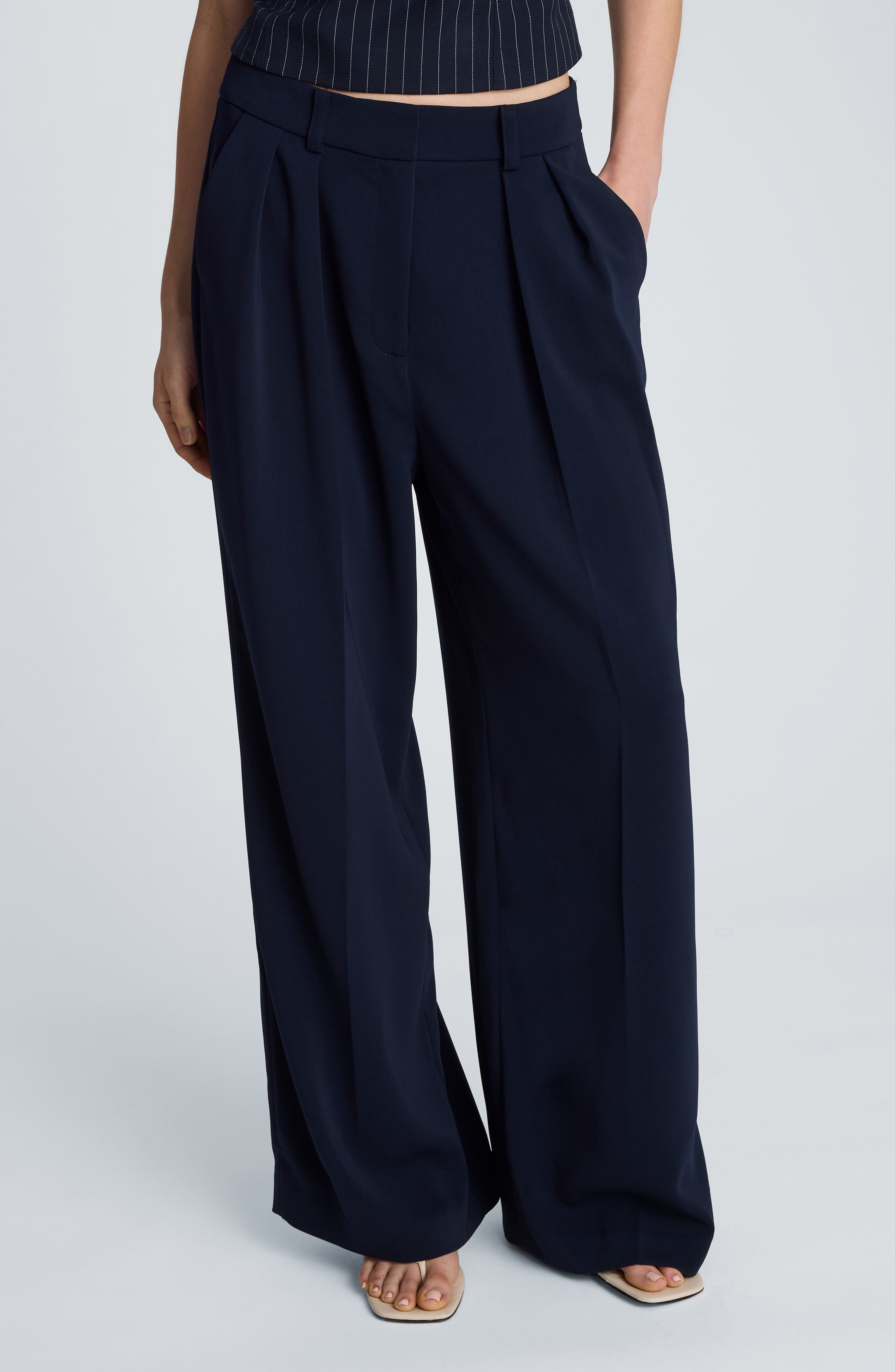 Double Pleated High Waist Wide Leg Pants