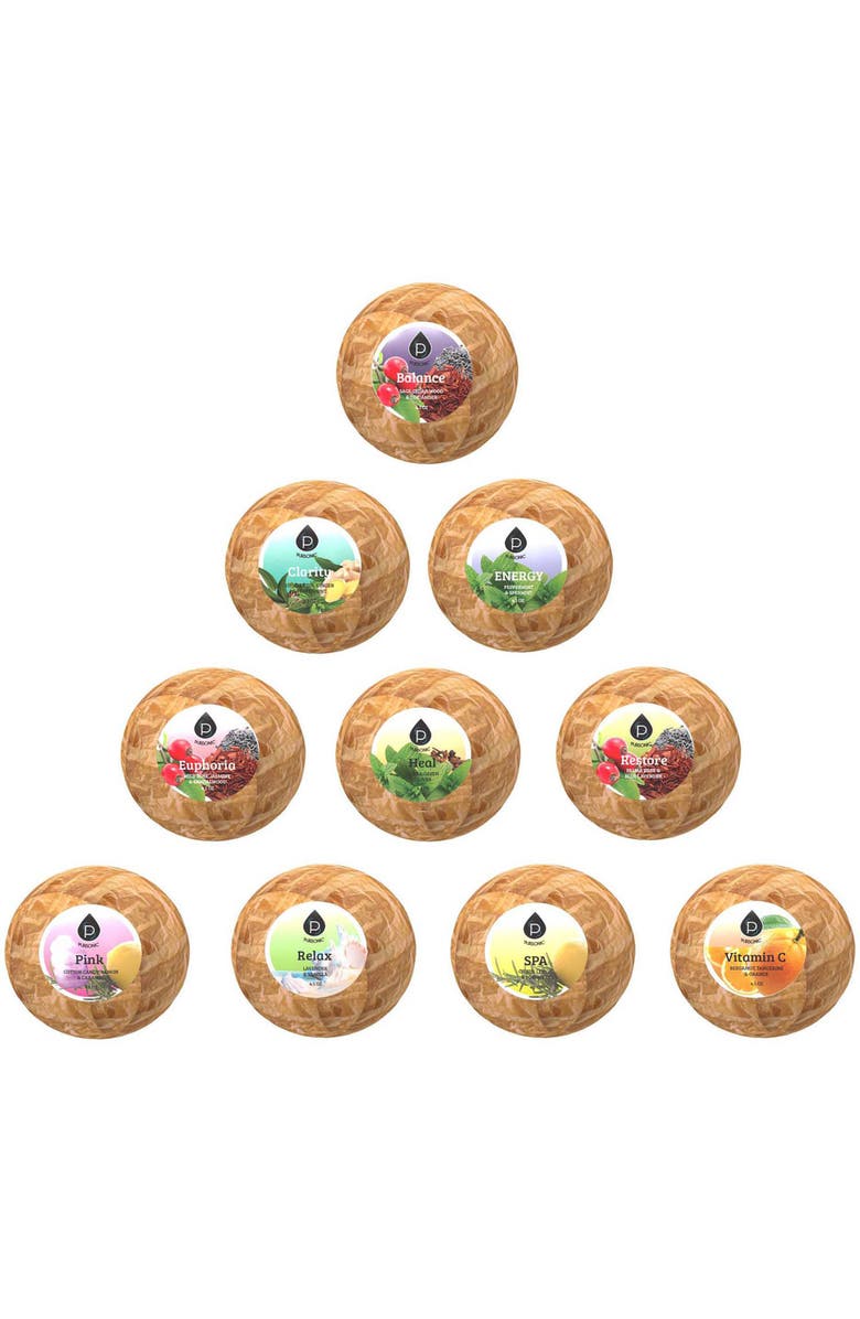 PURSONIC 10 Pcs of Handmade, Natural and Organic Bath Bombs, Main, color, Multicolor