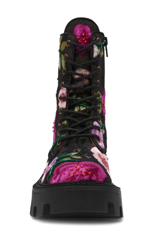 Betsey Johnson Polli Beaded Floral Combat Boot In Multi
