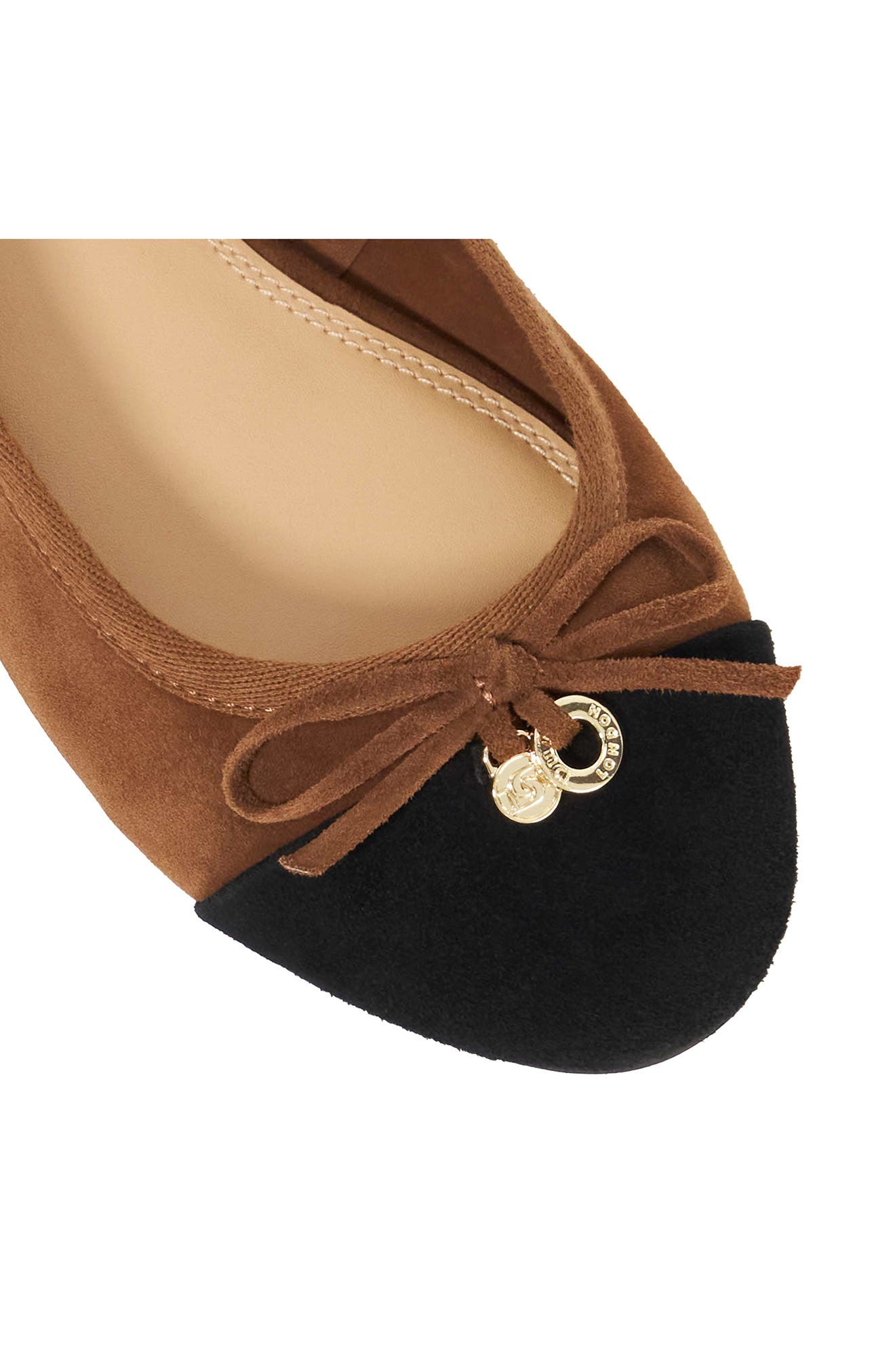 Dune London Harpington Cap Toe Ballet Flat, Alternate, color, Chestnut