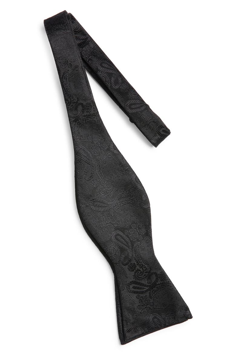 Paisley Silk Bow Tie, Alternate, color, BLACK