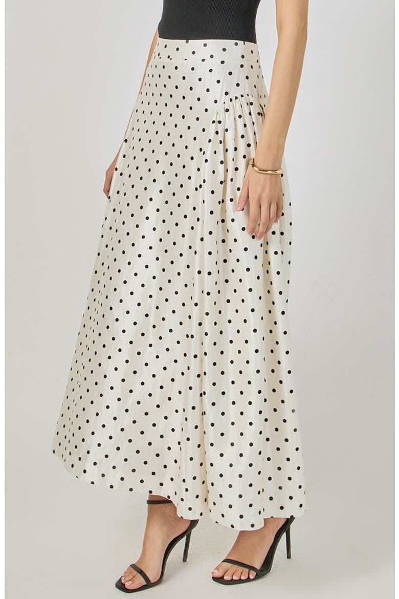 Polka Dot Maxi Skirt, Alternate, color, OFF WHITE