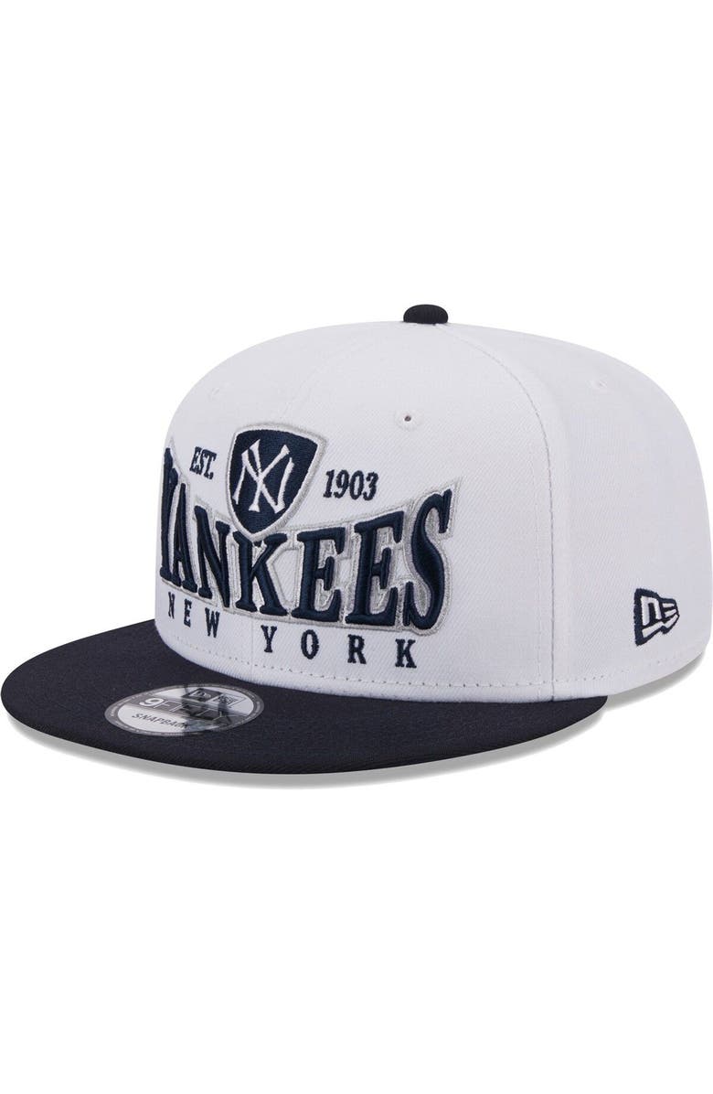 New Era Men's New Era White/Navy New York Yankees Crest 9FIFTY Snapback Hat, Main, color, 