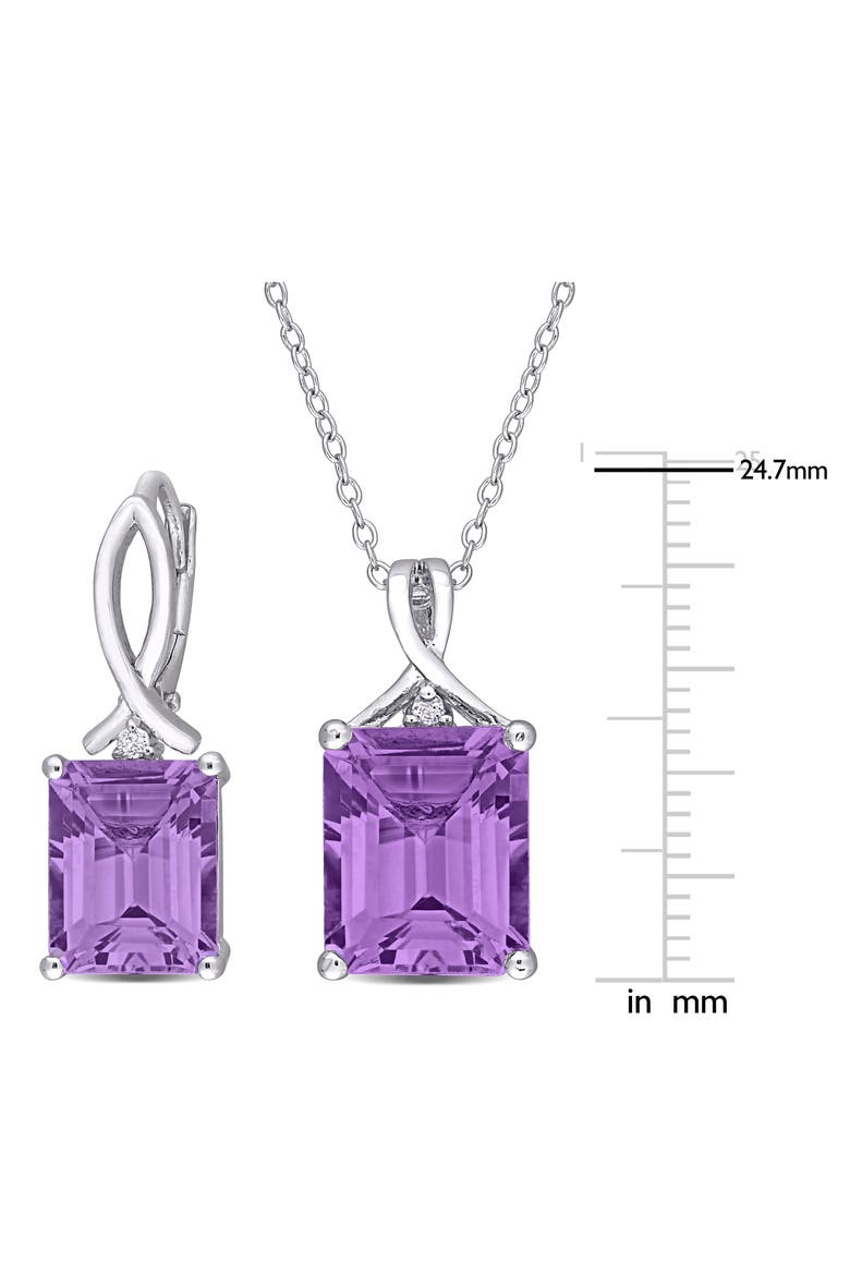 Amethyst & White Topaz Pendant Necklace & Drop Earrings Set, Alternate, color, PURPLE