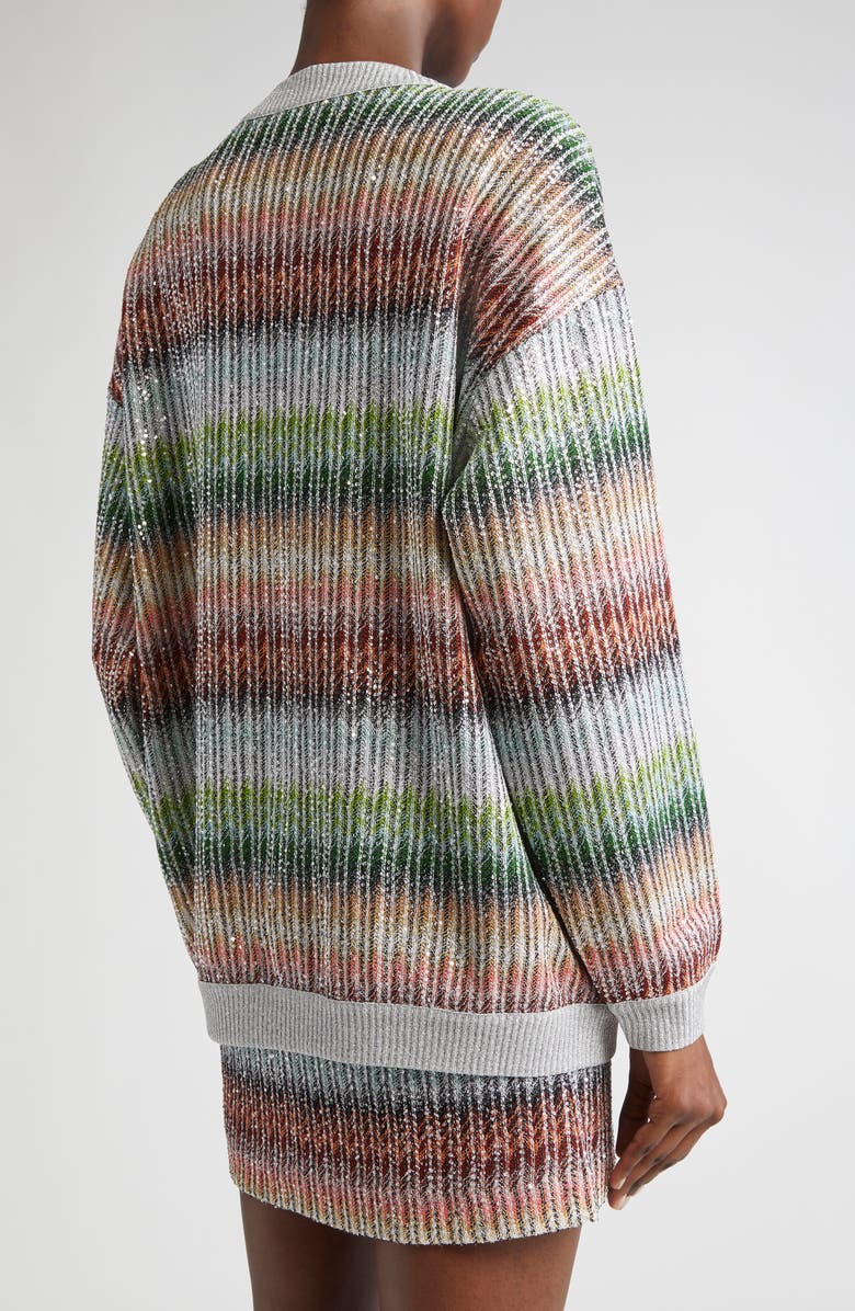 Missoni Metallic Zigzag Cardigan, Alternate, color, Green/ Red/ Sky