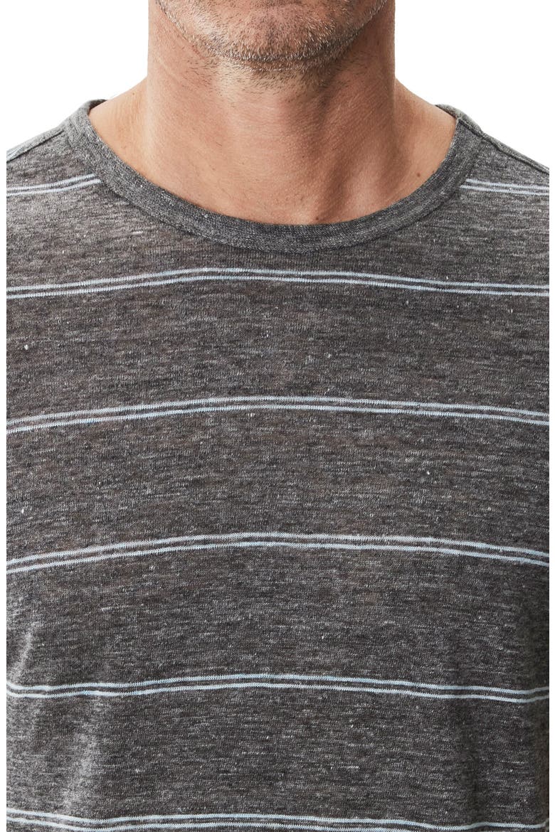 Folsom Short Sleeve Stripe Linen Blend T-Shirt, Alternate, color, CHARCOAL