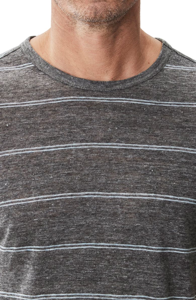 Robert Barakett Folsom Short Sleeve Stripe Linen Blend T-Shirt, Alternate, color, Charcoal