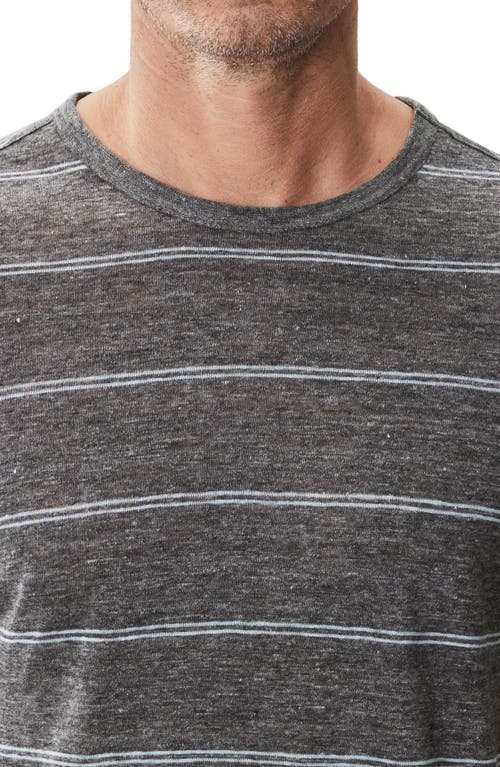 Robert Barakett Folsom Short Sleeve Stripe Linen Blend T-shirt In Gray