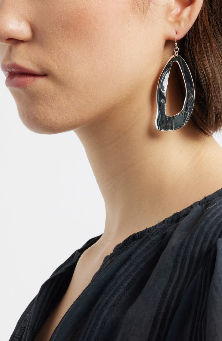 Nordstrom Organic Open Frontal Hoop Earrings, Alternate, color, Silver