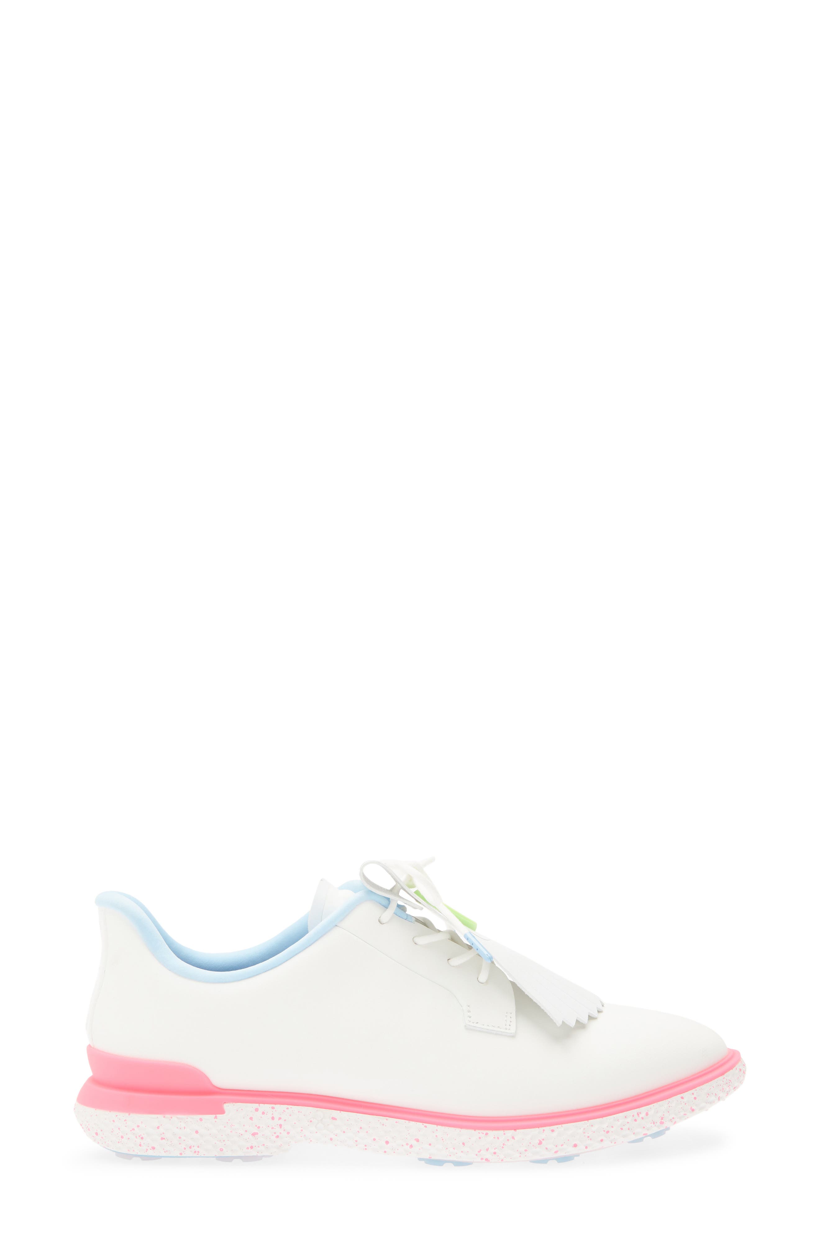 Gallivant2r Perforated Kiltie Golf Shoe, Alternate, color, SNOW/ BLUSH