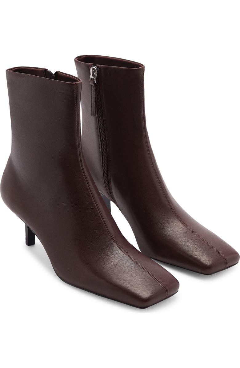 MANGO Square Toe Leather Bootie, Main, color,