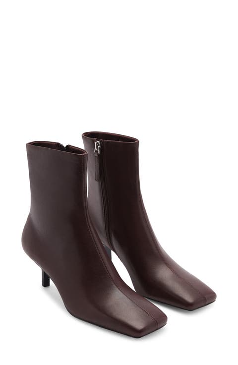 Square Toe Leather Bootie (Women)