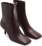 MANGO Square Toe Leather Bootie