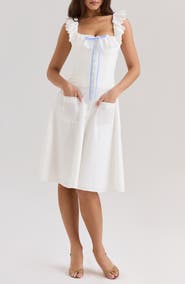 HOUSE OF CB Mathilde Lace Trim Corset Midi Dress