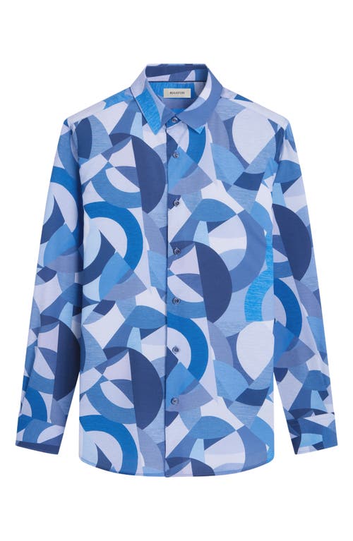 Bugatchi Julian Shaped Fit Abstract Print Button-up Shirt In Cobalt