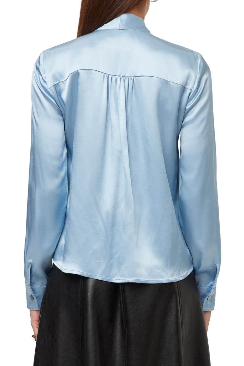 Patty Tie Neck Satin Shirt, Alternate, color, GLACIER