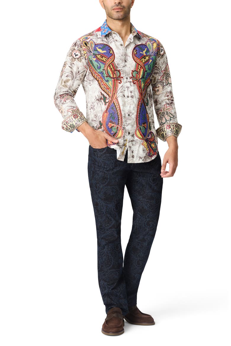 Barnton Paisley Jacquard Straight Leg Jeans, Alternate, color, INDIGO