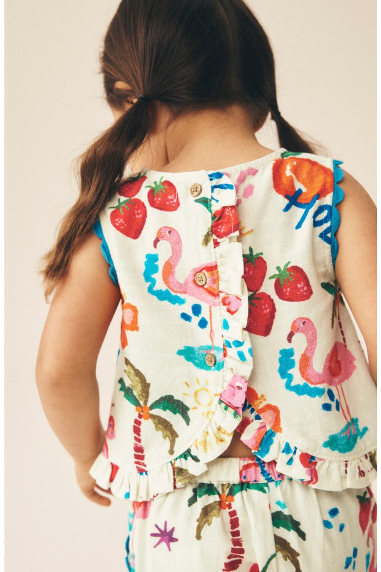 Kids' Fruit Print Top & Pants Set, Alternate, color, WHITE MULTI
