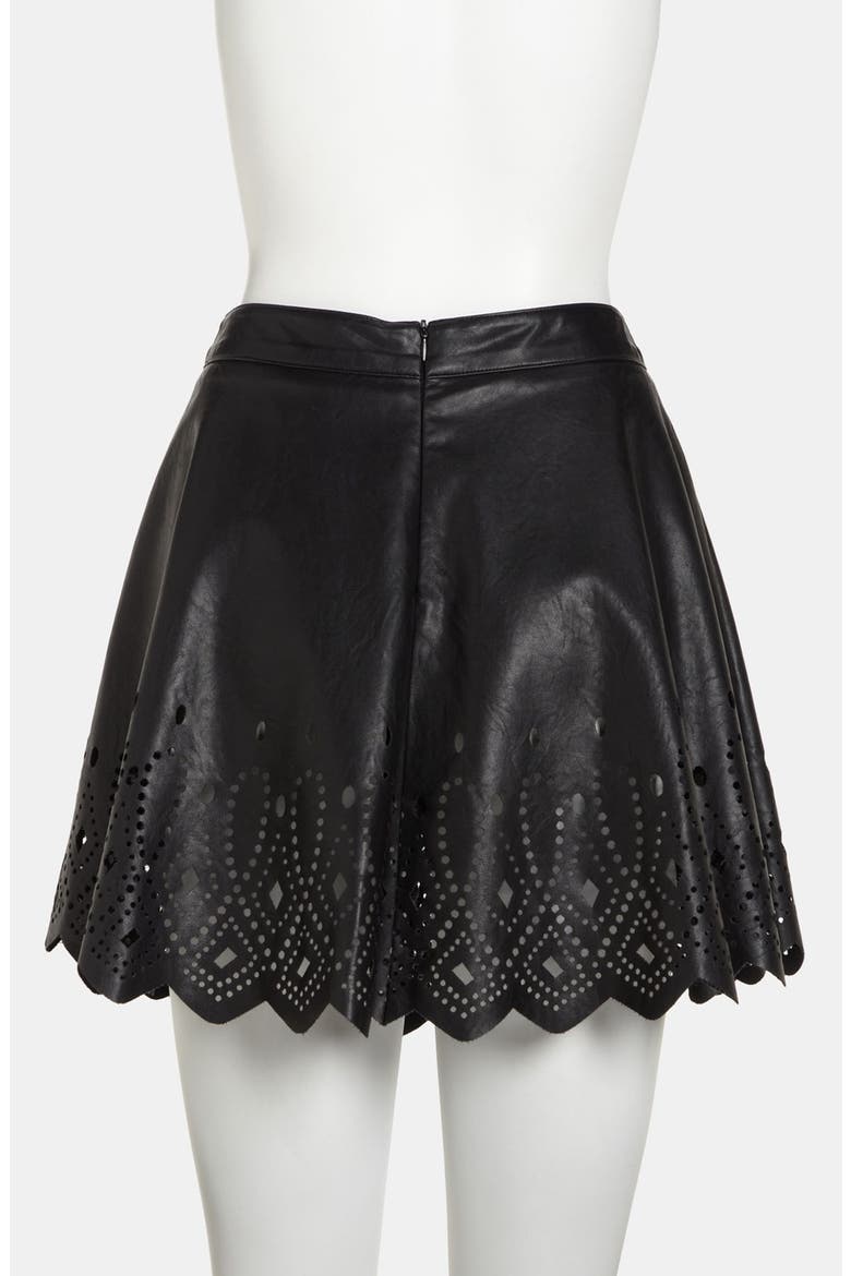 ASTR Cutout Faux Leather Skirt, Alternate, color, BLACK