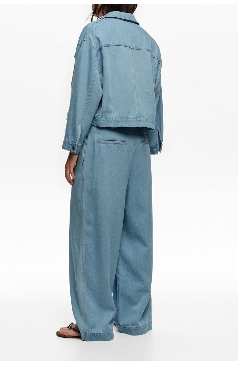 Bimba y Lola Loose-Fit Washed Denim Trousers, Main, color, Light Denim Blue