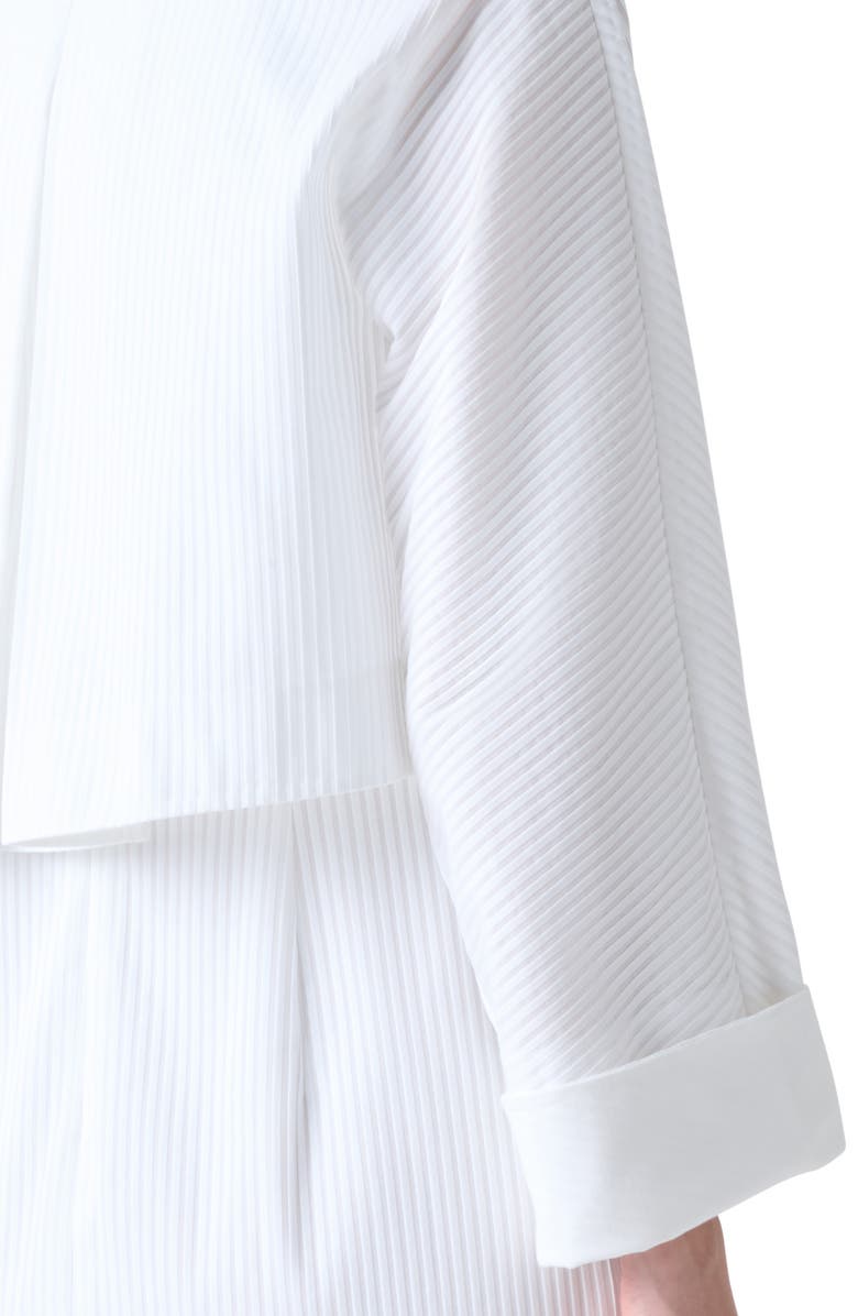 Akris Mimi Pleated Cotton Voile Crop Jacket, Alternate, color, White