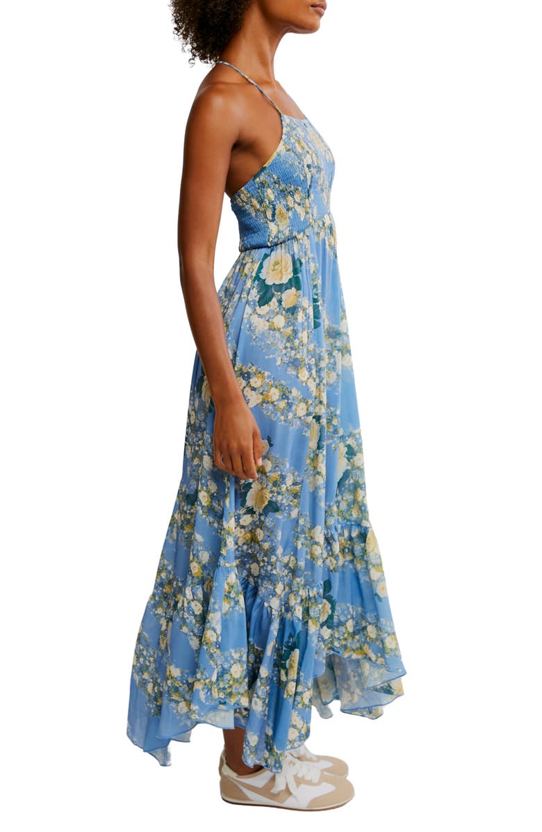 Free People Heat Wave Floral Print High/Low Dress, Alternate, color, Allue Blue Combo