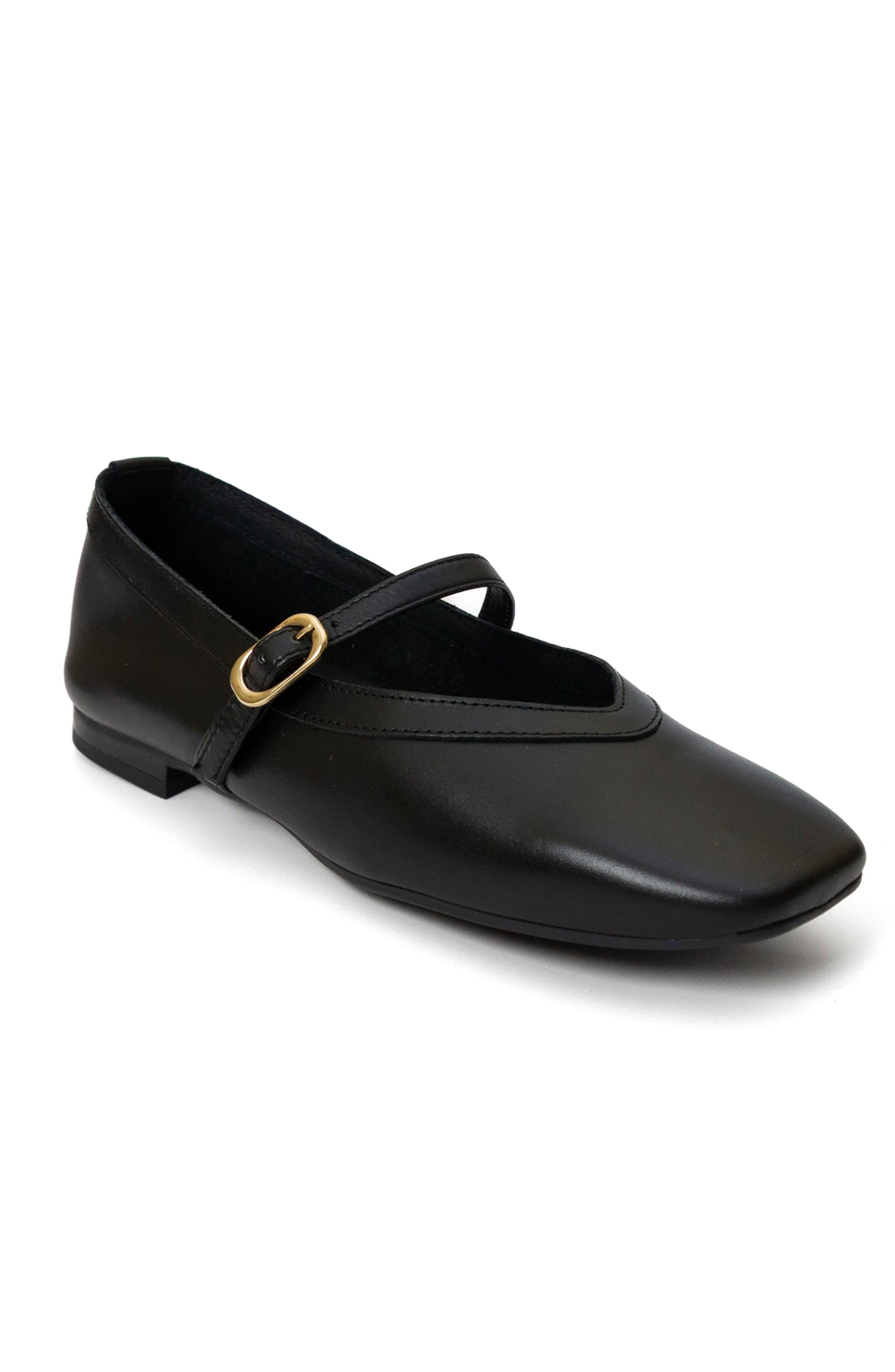 Menina Step Greta Leather Mary Jane Flat, Alternate, color, Black
