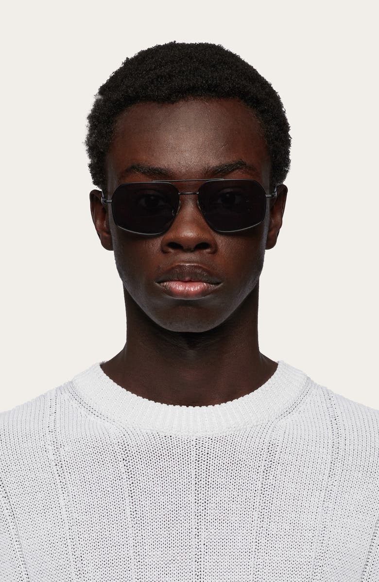 FERRAGAMO Prisma 58mm Navigator Sunglasses, Alternate, color, Matte Black