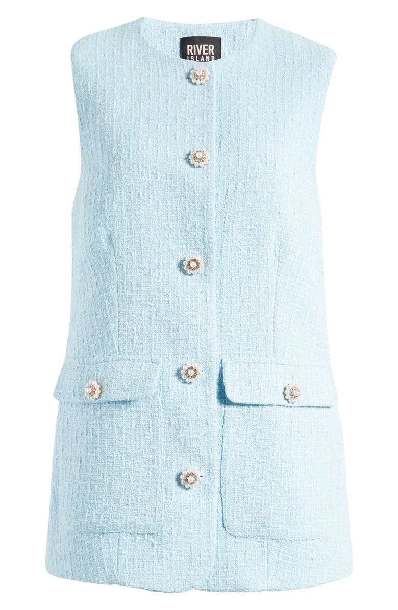 River Island Cotton Blend Bouclé Vest, Alternate, color, 