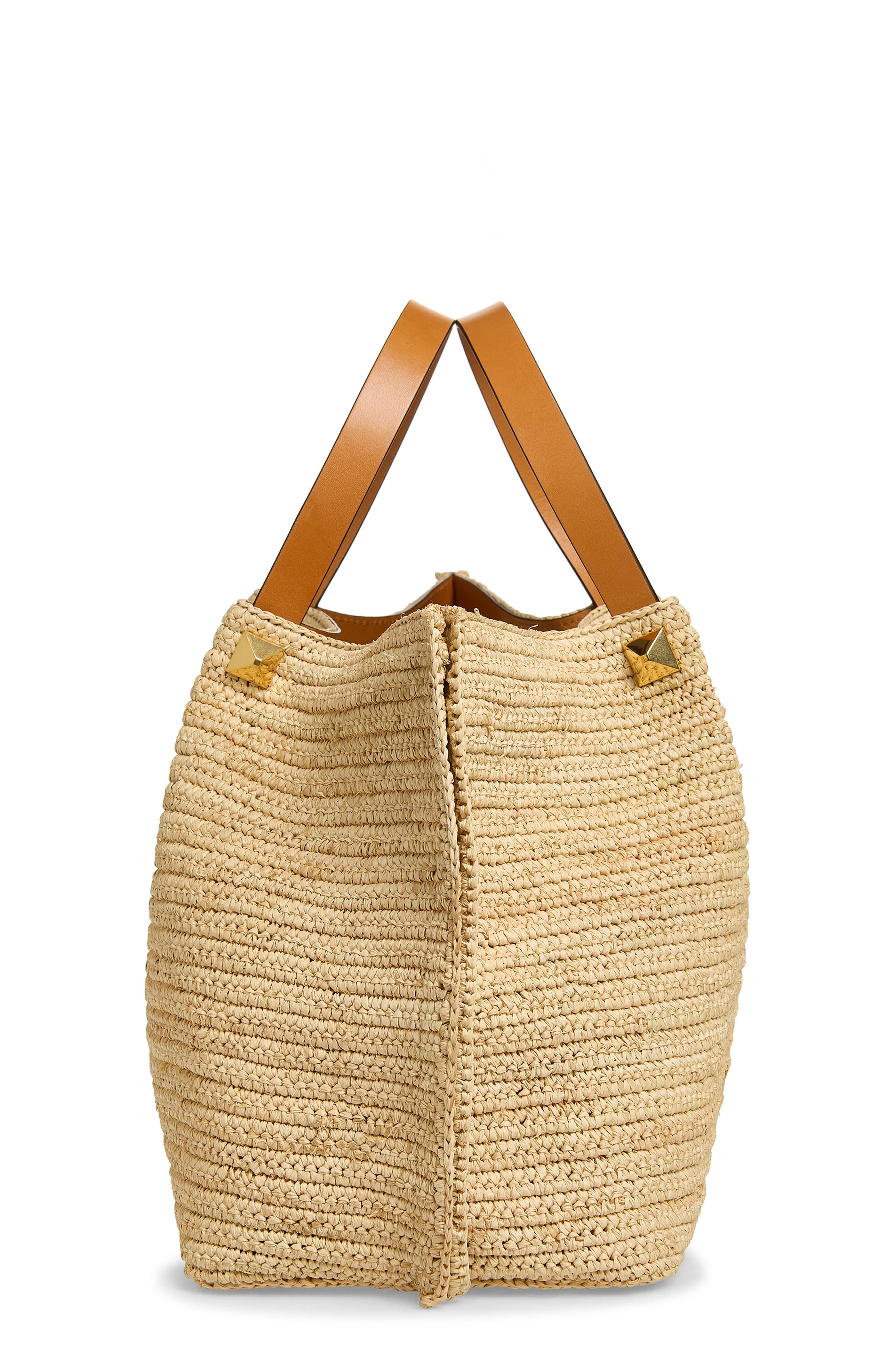 Valentino Garavani Medium VLOGO Signature Raffia Crochet Tote, Alternate, color, Natural