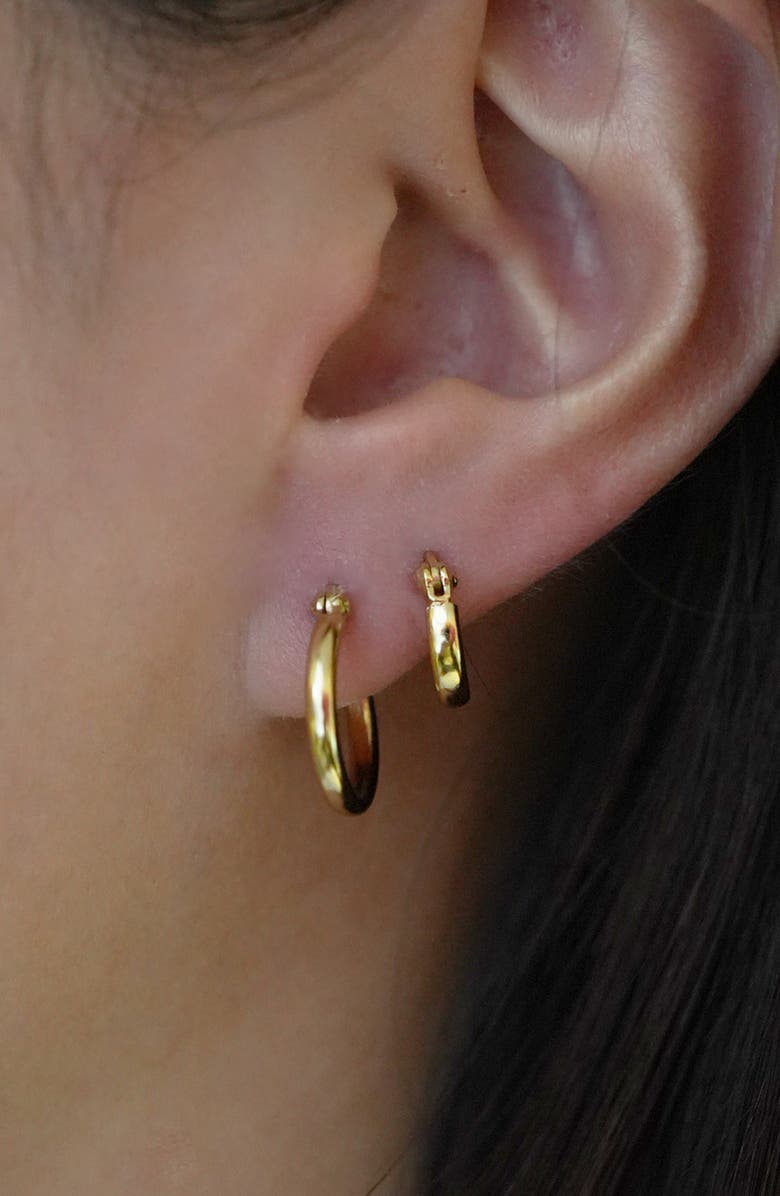 Argento Vivo Sterling Silver Set of 2 Hoop Earrings, Alternate, color, Gold