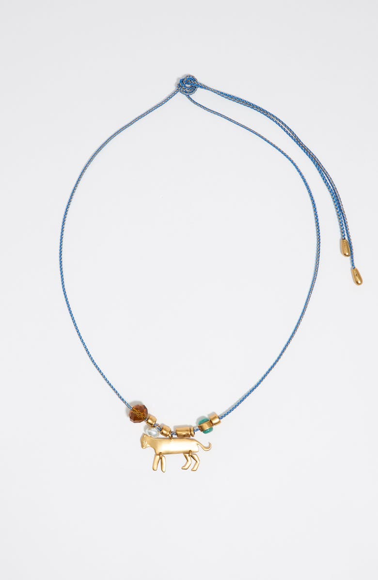 Bimba y Lola Long Plaited Cord Necklace With Metal Motifs, Main, color,