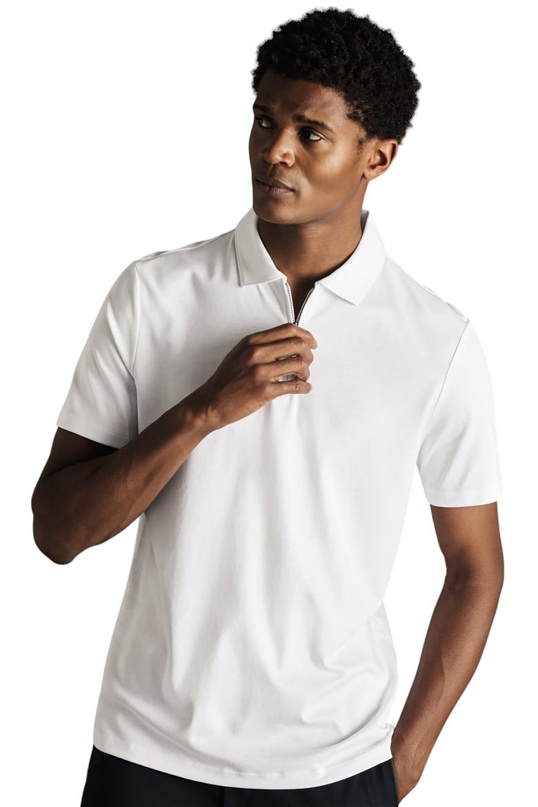 Plain Short Sleeve Zip Jersey Polo, Main, color, WHITE