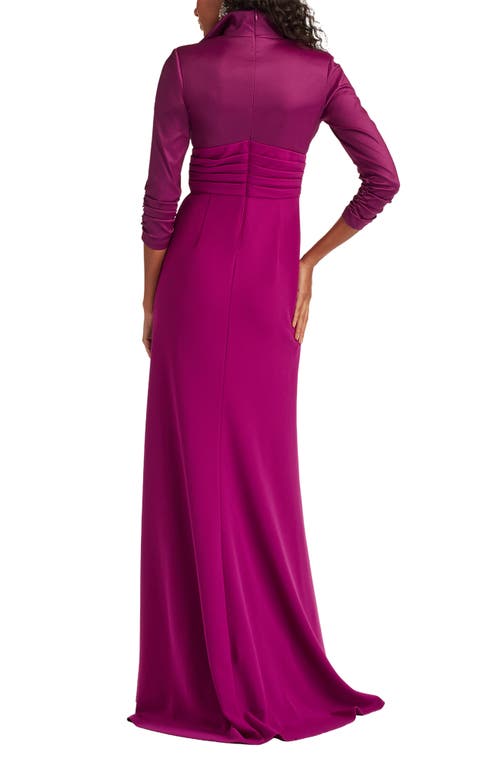 Tadashi Shoji Mixed Media Gown In Purple