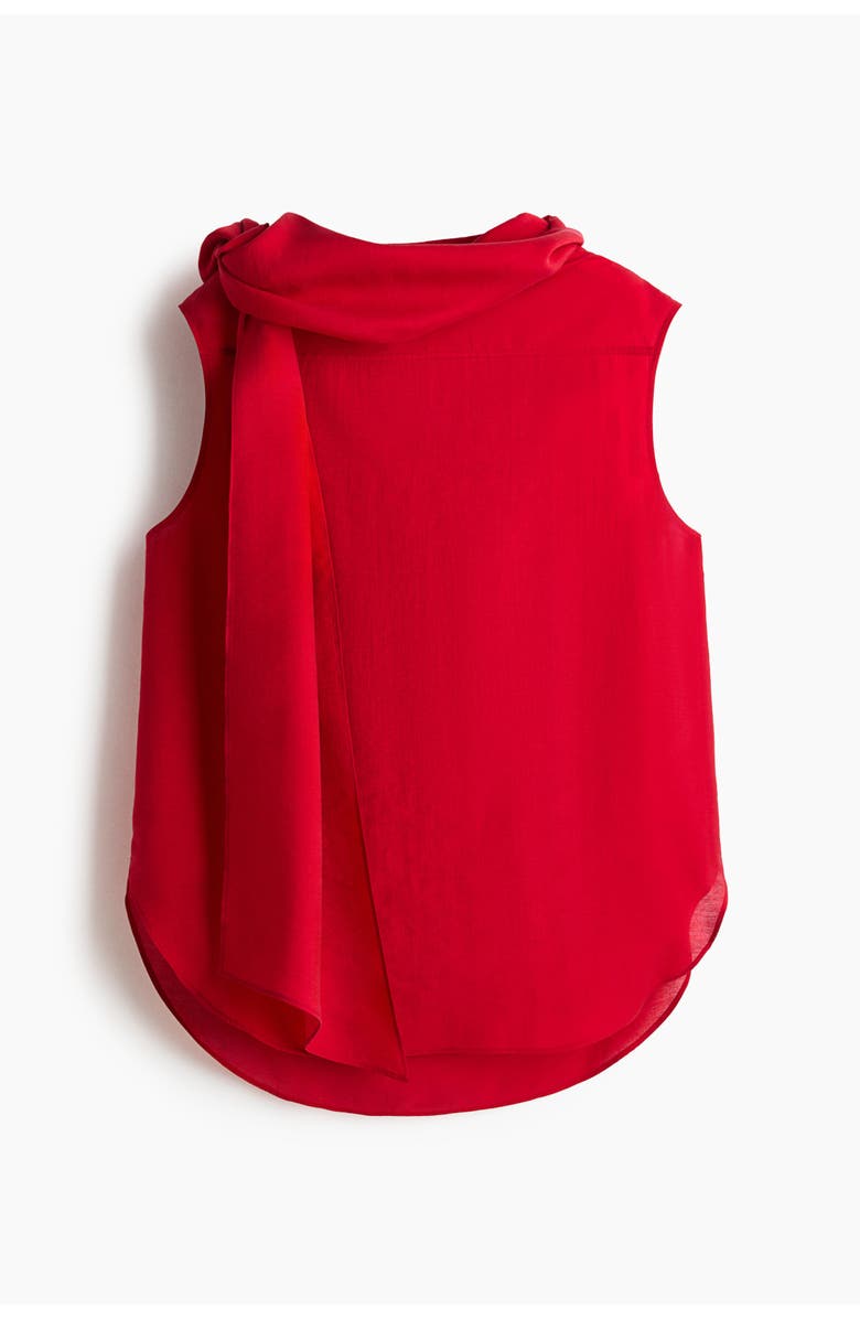 H&M Sleeveless scarf-collar blouse, Alternate, color, Bright Red