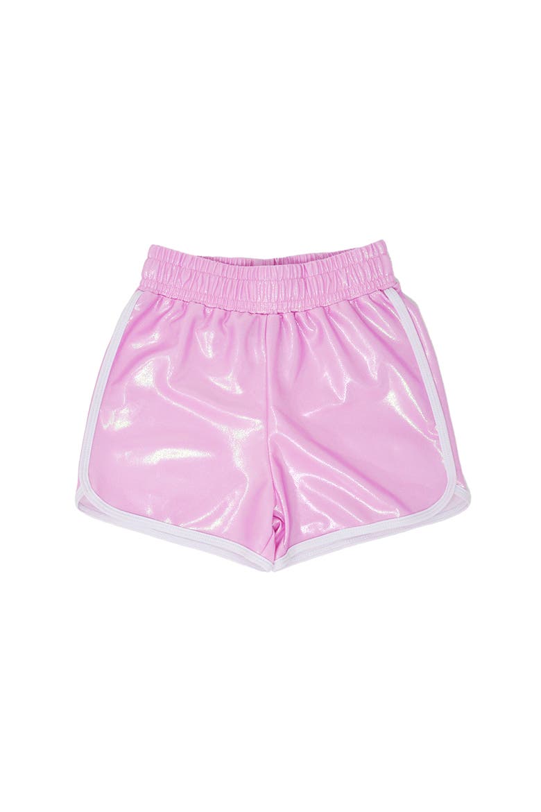 Girls' Sustainably Made UPF 50+ Morgan Retro Swim Shorts, Alternate, color, Bubble Gum Sparkle