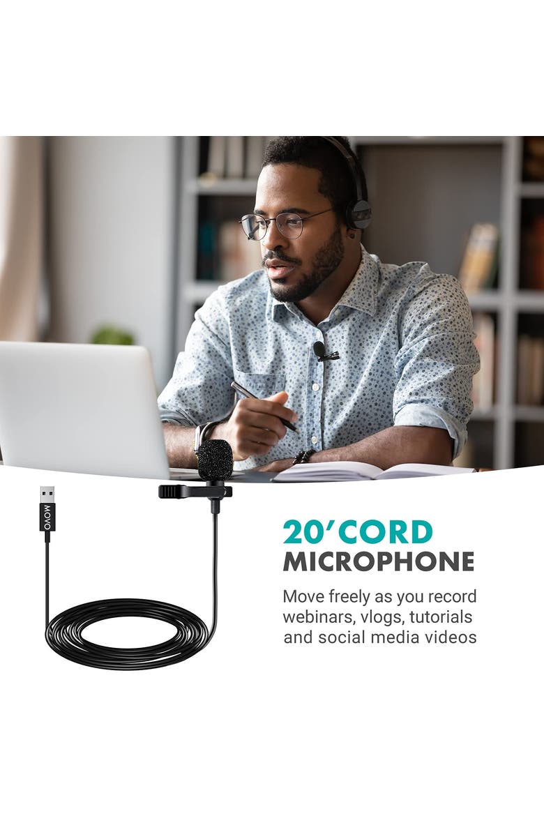 M1 USB Lavalier Lapel Clip-on Omnidirectional Condenser Computer Microphone for PC and Mac, Alternate, color, Black