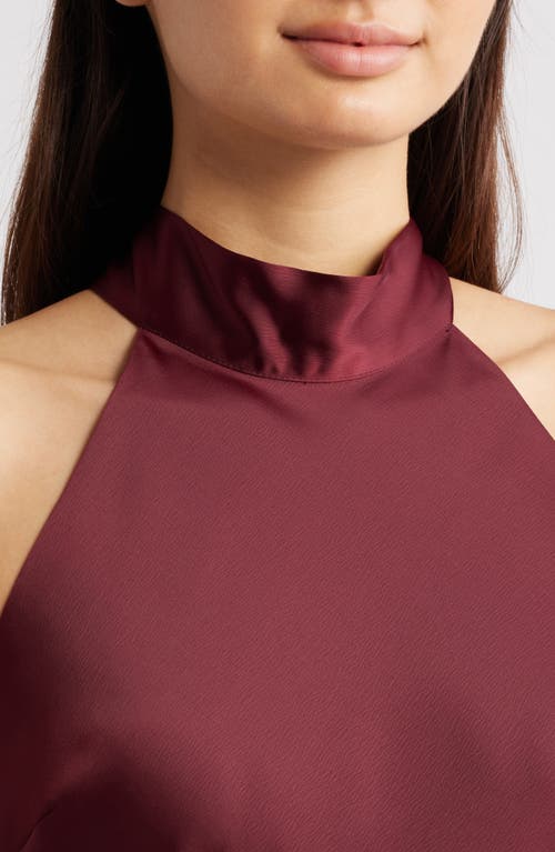 Wayf Violetta Matte Satin Gown In Burgundy
