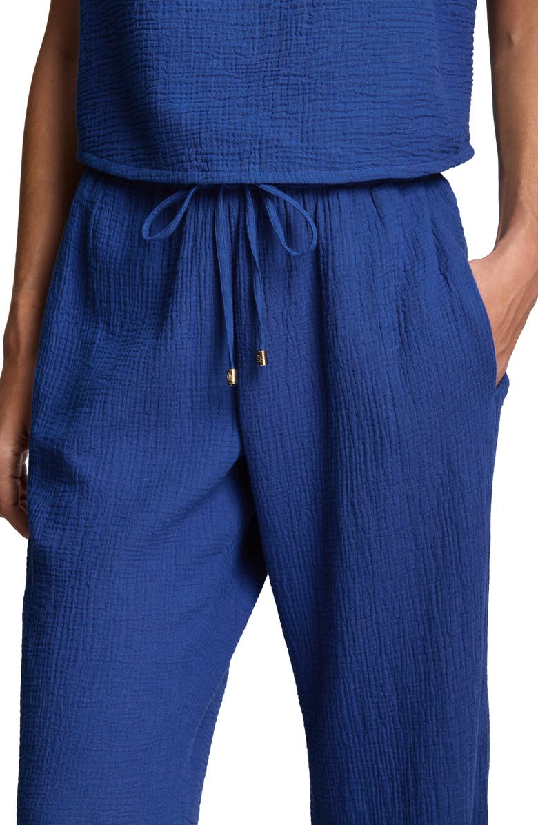 Lauren Ralph Lauren Sleeveless Cotton Top & Wide Leg Pants Cover-Up Set, Alternate, color, Blue Saturn