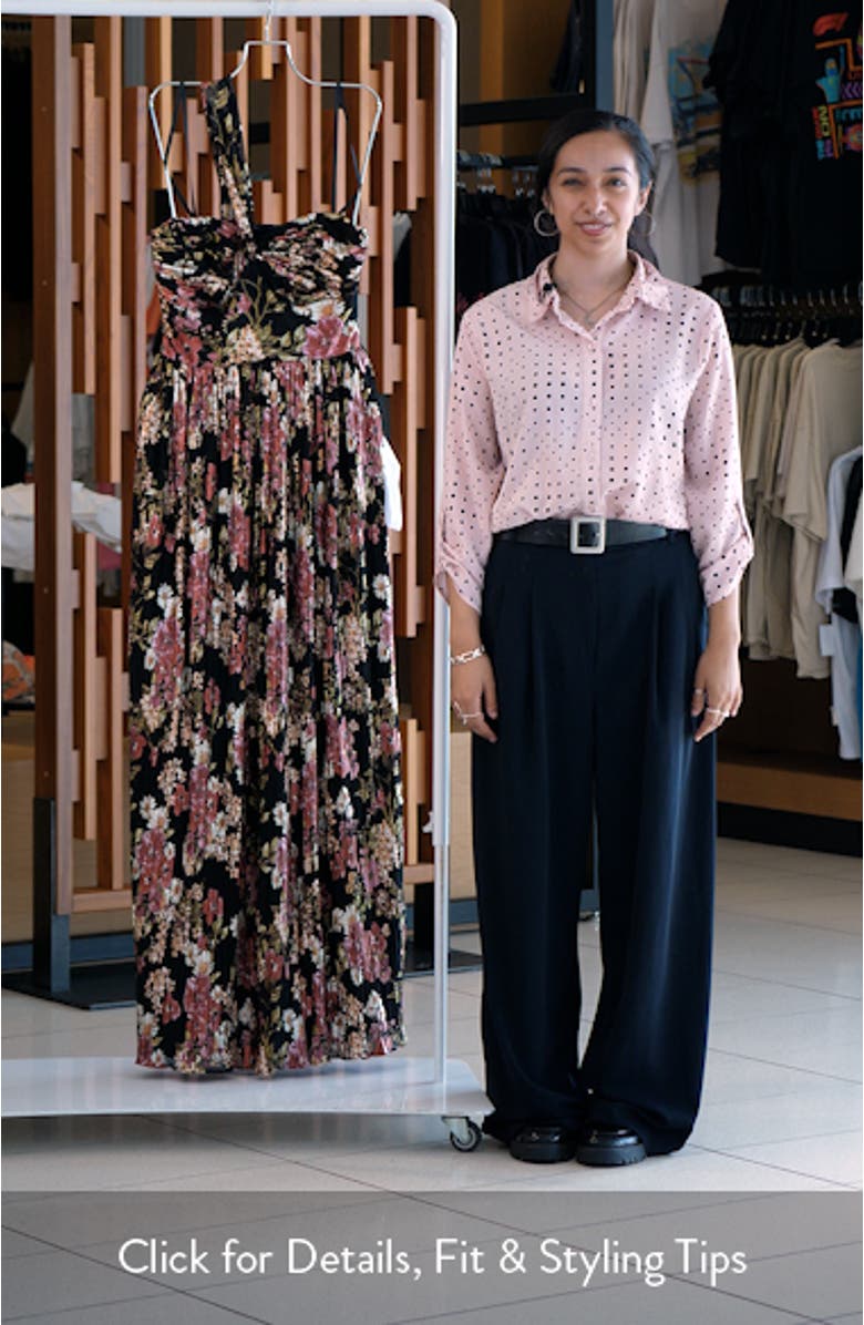 Idalia Asymmetric Floral Print Pleated Dress, sales video thumbnail