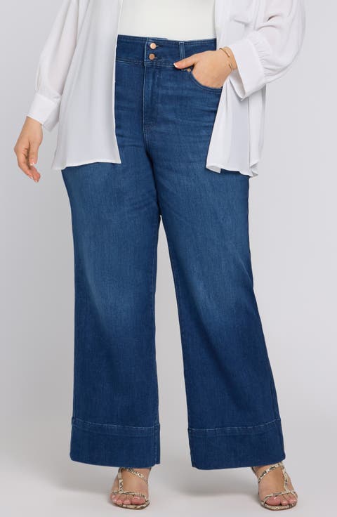 Teresa Wide Hem Wide Leg Jeans (Plus)