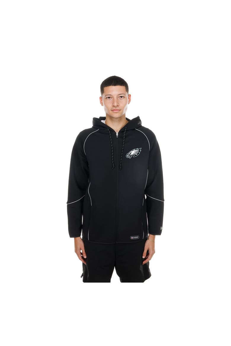 Men's New Era  Black Philadelphia Eagles Combine Authentic Raglan Full-Zip Hoodie, Main, color, Black