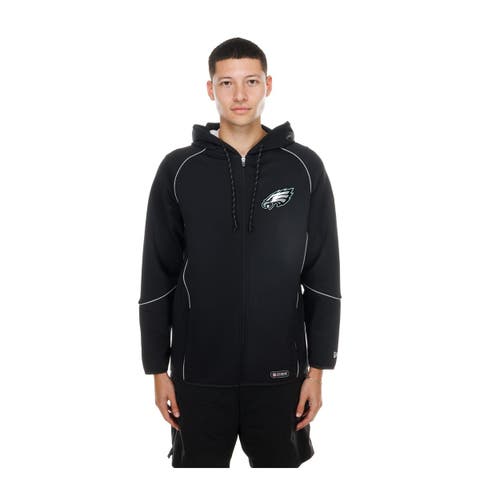 Men's New Era  Black Philadelphia Eagles Combine Authentic Raglan Full-Zip Hoodie