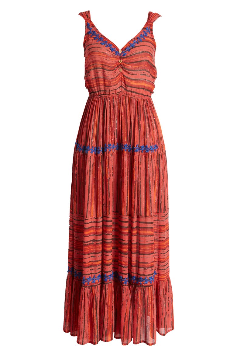 Josefina Tiered Sleeveless Maxi Dress, Alternate, color, BURNT ORANGE