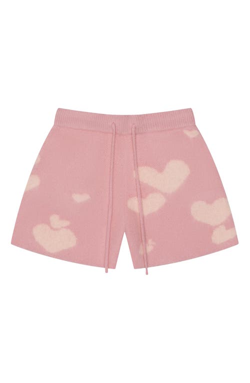 Mavrans Heart Jacquard Sweater Shorts In Pink/brown