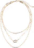 NORDSTROM RACK Caribiner Pavé CZ Multi Layer Necklace