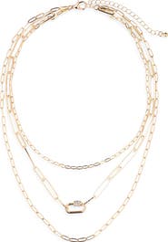 NORDSTROM RACK Caribiner Pavé CZ Multi Layer Necklace