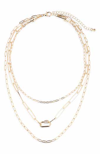 NORDSTROM RACK Caribiner Pavé CZ Multi Layer Necklace